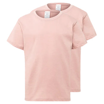 T-Shirt Criança Algodão 155g Rosa Pastel Tamanho 7/8 Pack2