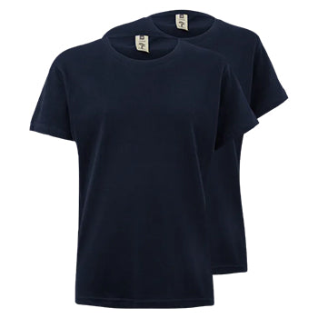 T-Shirt Criança Algodão 155g Azul Navy Tamanho 5/6 Pack 2un