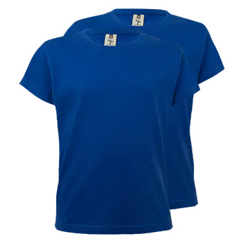 T-Shirt Criança Algodão 155g Azul Índigo Tamanho 7/8 Pack2