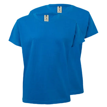 T-Shirt Criança Algodão 155g Azul Turquesa Tam 1/2 Pack2