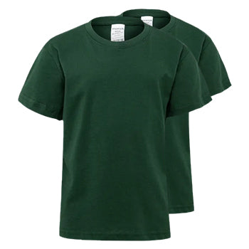 T-Shirt Criança Algodão 155g Verde Garrafa Tam 12/14 Pack2