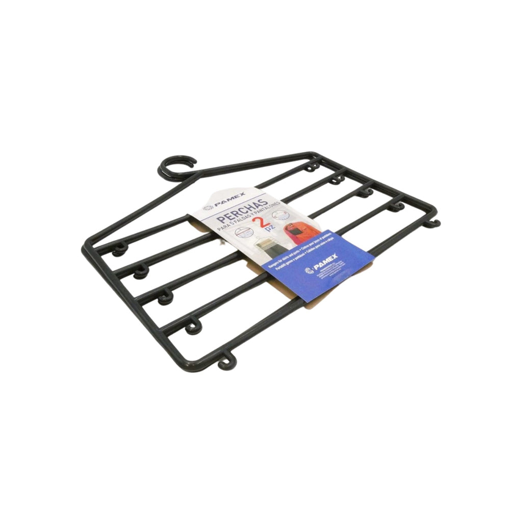 Cabide Saias e Calças 5 Compartimentos Plástico Preto 2un