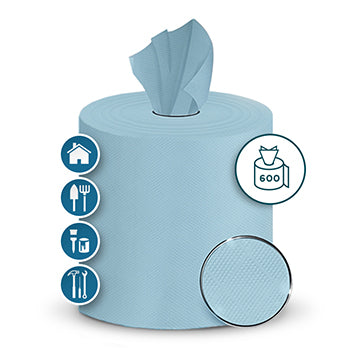 Rolo Toalhas Mão 133mx23,4cm 2Fls AMOOS Prof Azul 1un