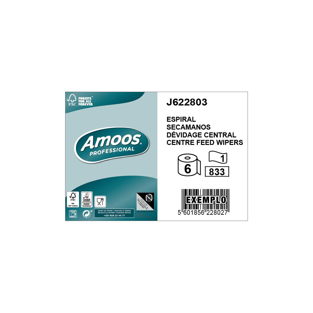 Rolo Espiral 280mx19,2cm 23g 1Fl AMOOS Picotado 6un