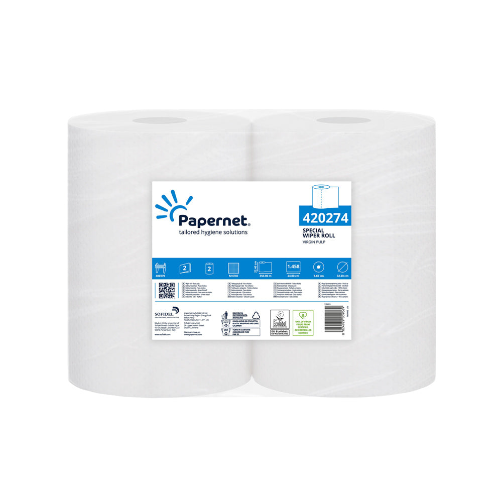 Rolo Industrial 350mx22,4cm 17,5g 2Fls PAPERNET Picotado 2un