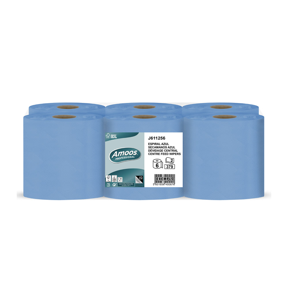 Rolo Espiral Azul 125mx19,2cm 2Fls 18g Amoos Picotado 6un