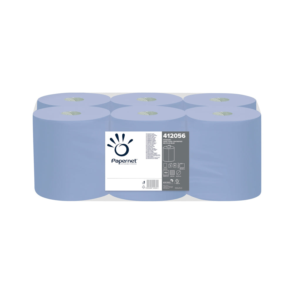 Rolo Espiral Azul 135mx20cm 22g 2Fls PAPERNET Picotado 6un