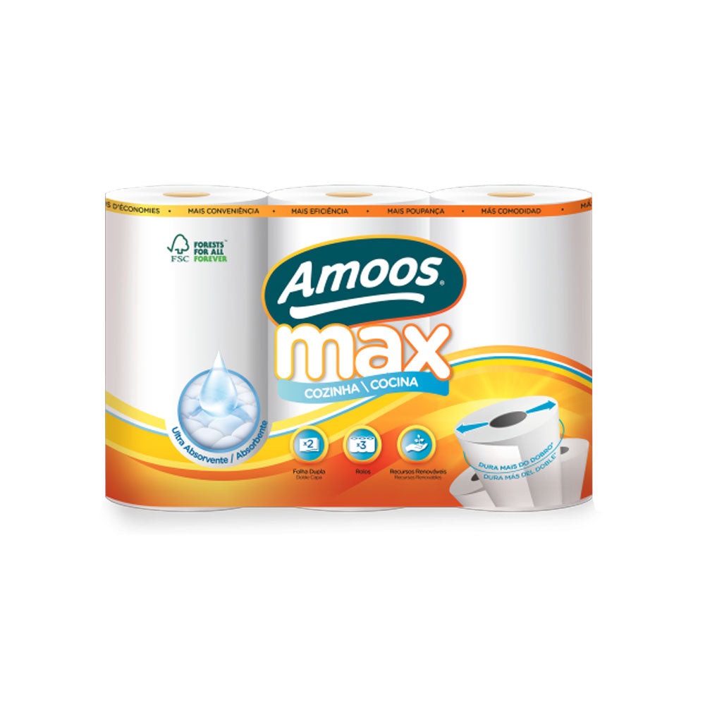 Rolo Cozinha 21,6mx22,4cm 20,5g 2Fls Amoos Picotado 3un