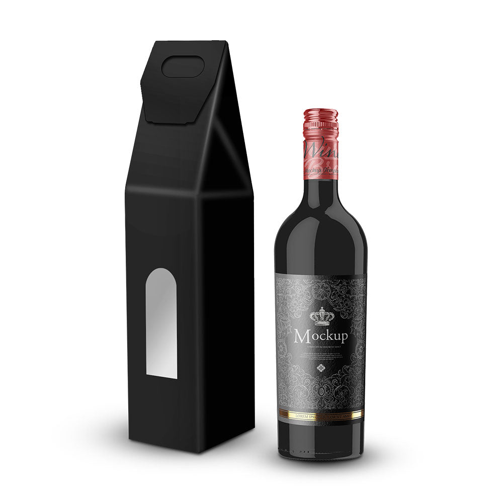 Caixa Cartão 090x090x400mm p/1 Garrafa Vinho Preto 5un