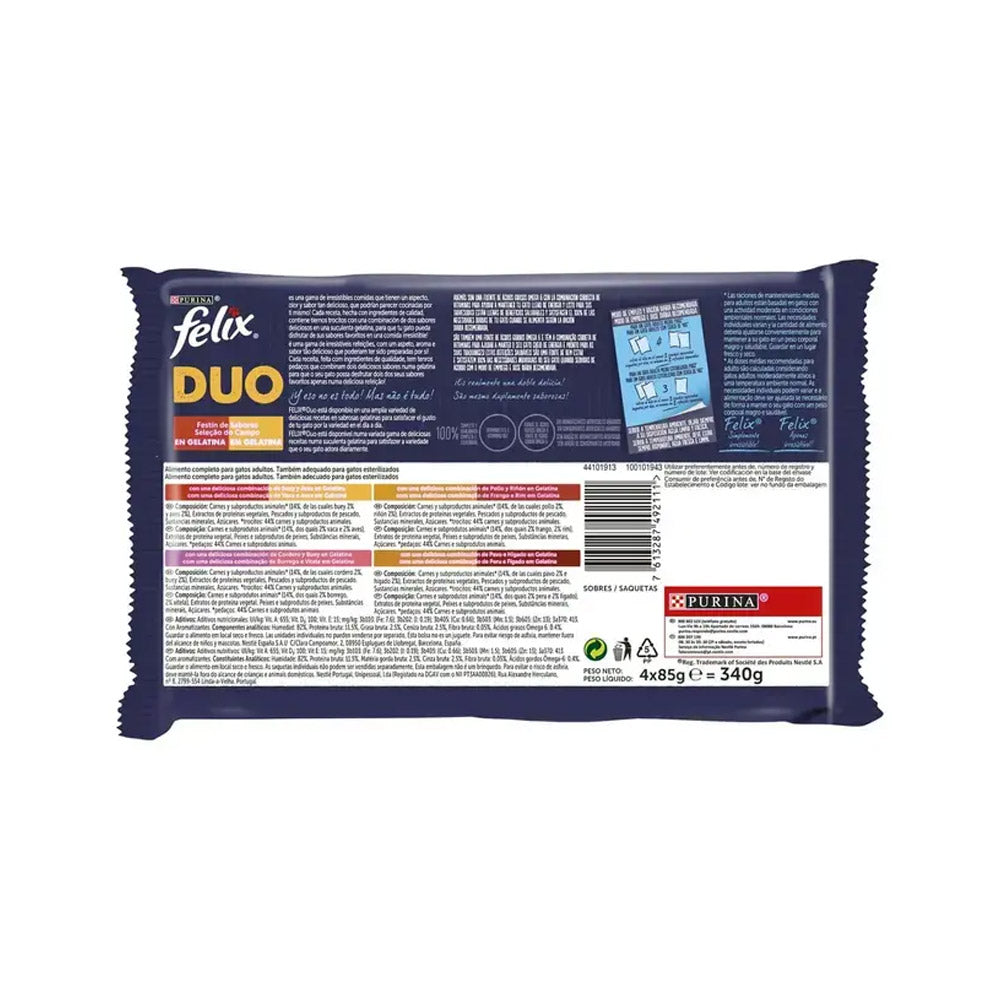 Alimento Húmido para Gato Duo Felix Fantastic Carne 4x85gr
