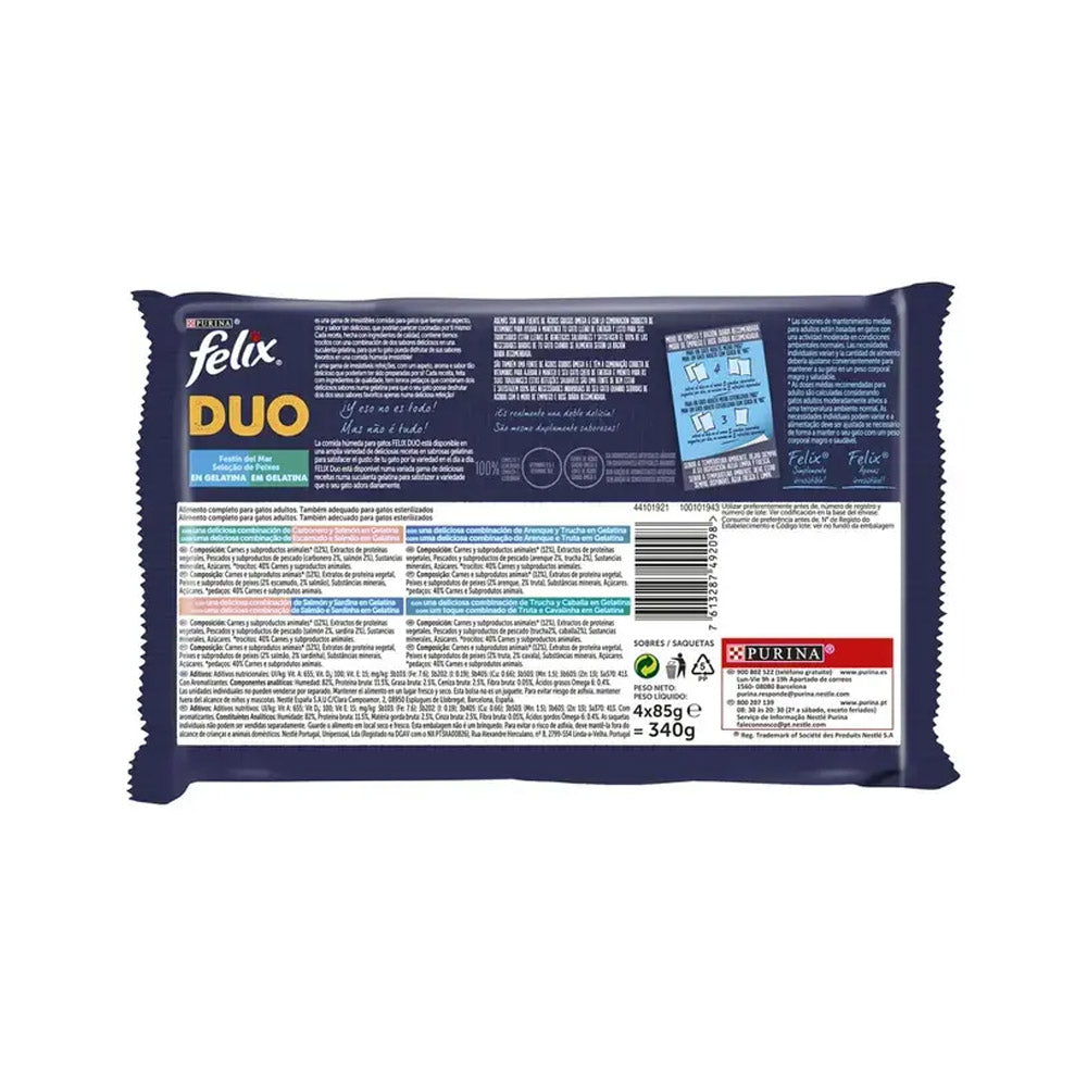 Alimento Húmido para Gato Duo Felix Fantastic Peixe 4x85gr
