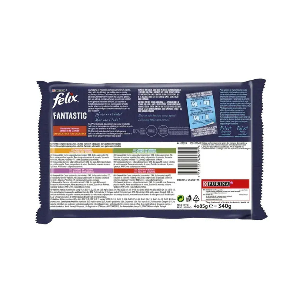 Alimento Húmido para Gato Felix Fantastic Carne 4x85gr