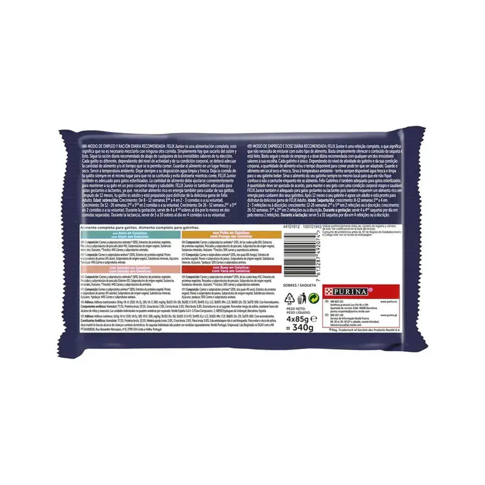 Alimento Húmido para Gato Felix Fantastic Junior 4x85gr