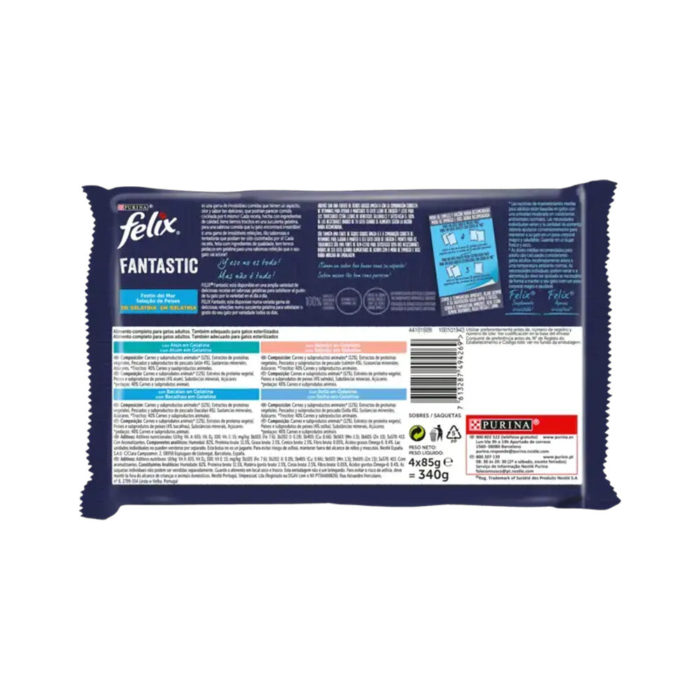 Alimento Húmido para Gato Felix Fantastic Peixe 4x85gr