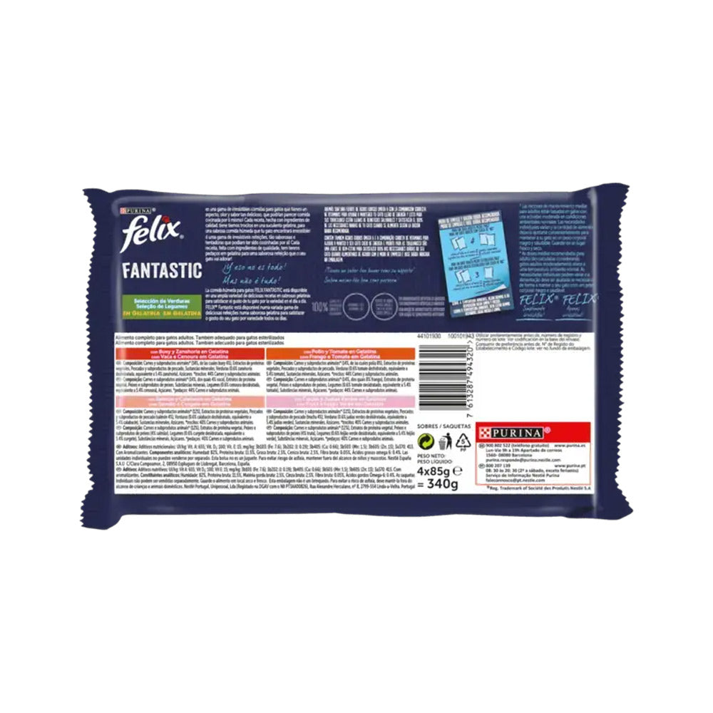 Alimento Húmido para Gato Felix Fantastic Legumes 4x85gr