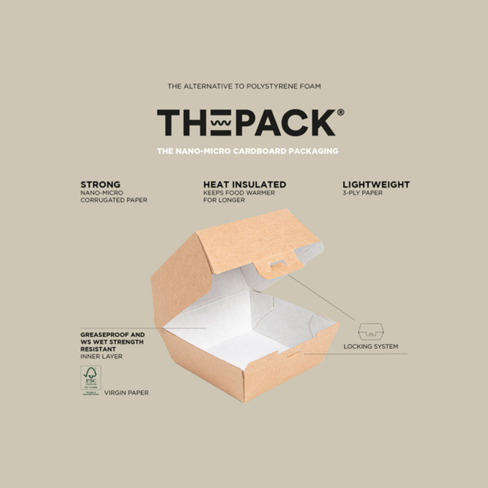 Caixa Hamburguer THEPACK 14,4x13,6x9,2cm Natural 50u
