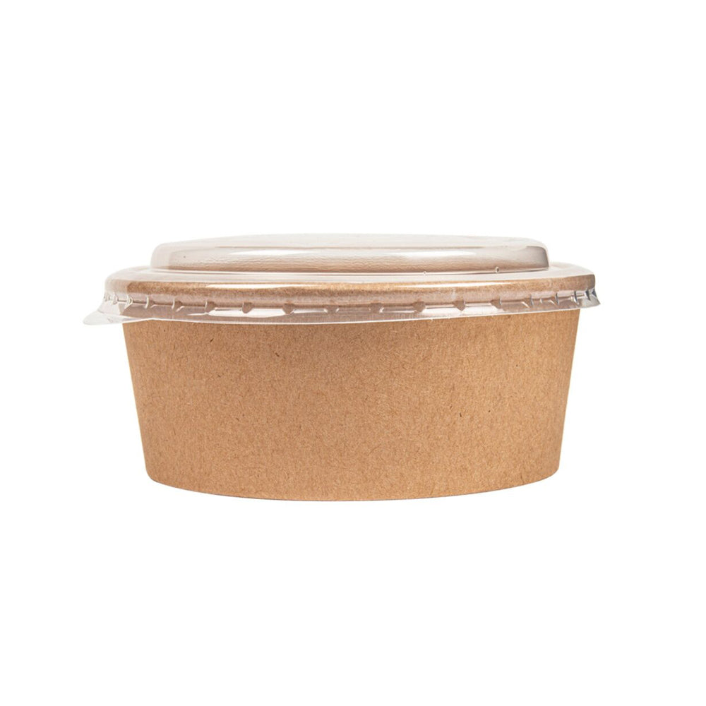Saladeiras 750ml Cartão Redondo Cor Kraft com Tampa PET 25un