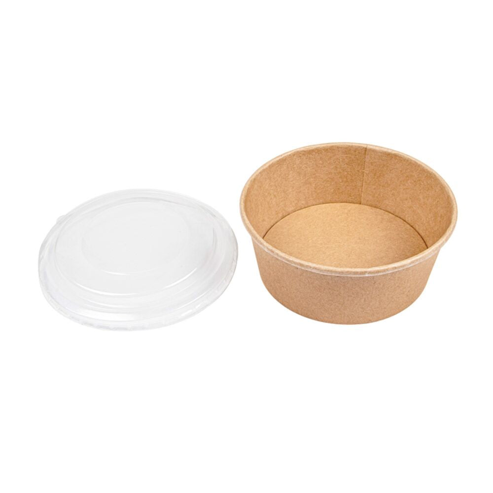 Saladeiras 750ml Cartão Redondo Cor Kraft com Tampa PET 25un
