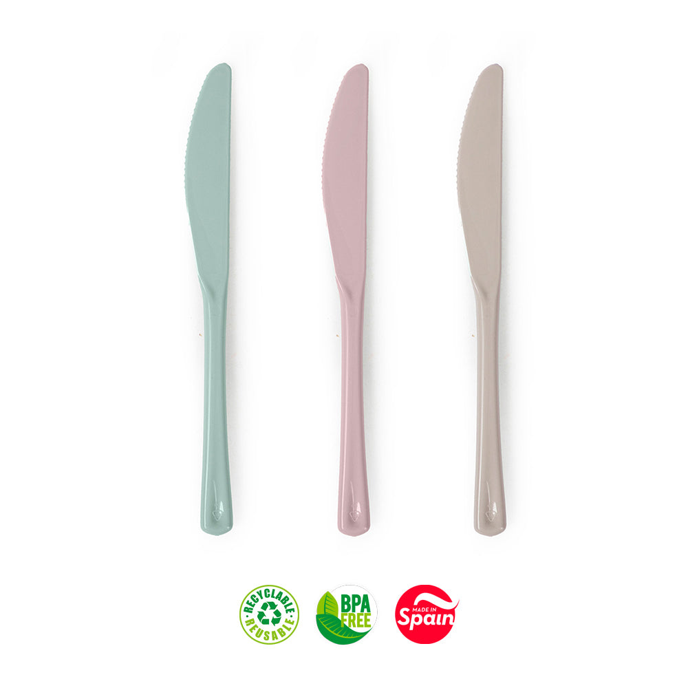 Facas Plástico Reutilizáveis 26cm Sortido 6un