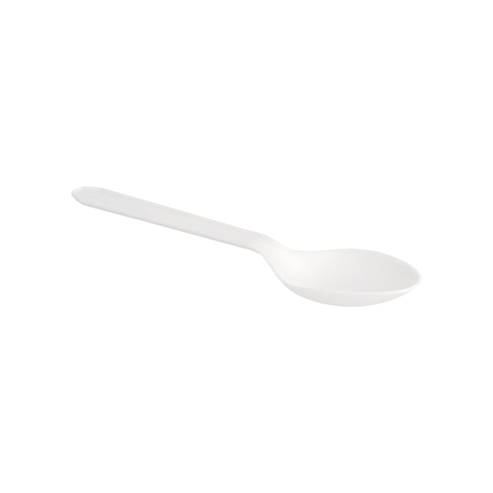 Colheres Sobremesa C-PLA Reutilizáveis 12,5cm Branco 100un