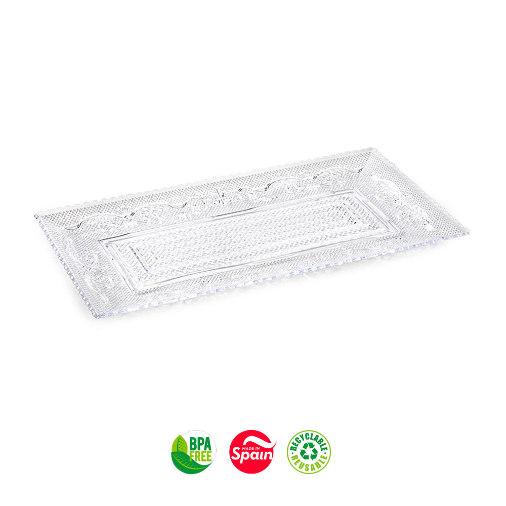 Travessa Plástico Reutilizável Cristal 15x28,5cm