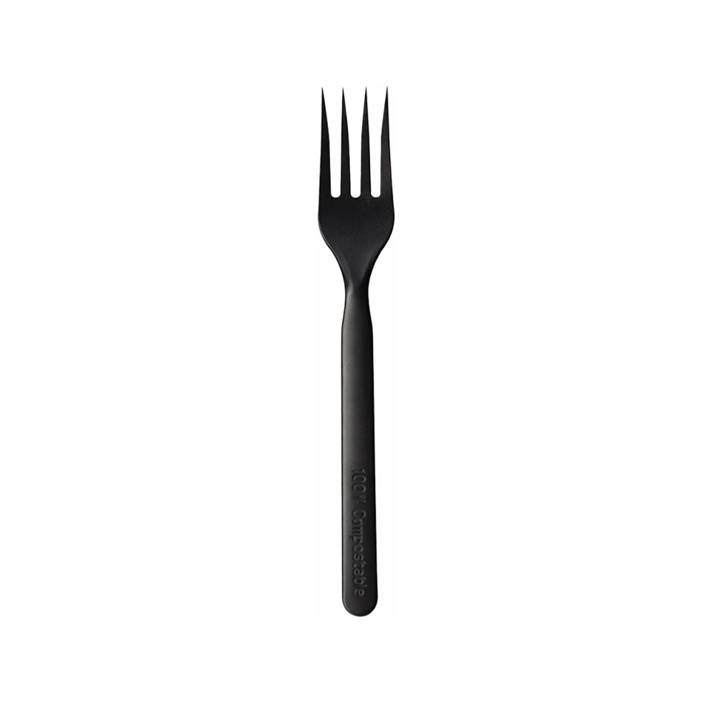 Garfos C-PLA Reutilizáveis 17cm Preto 100un