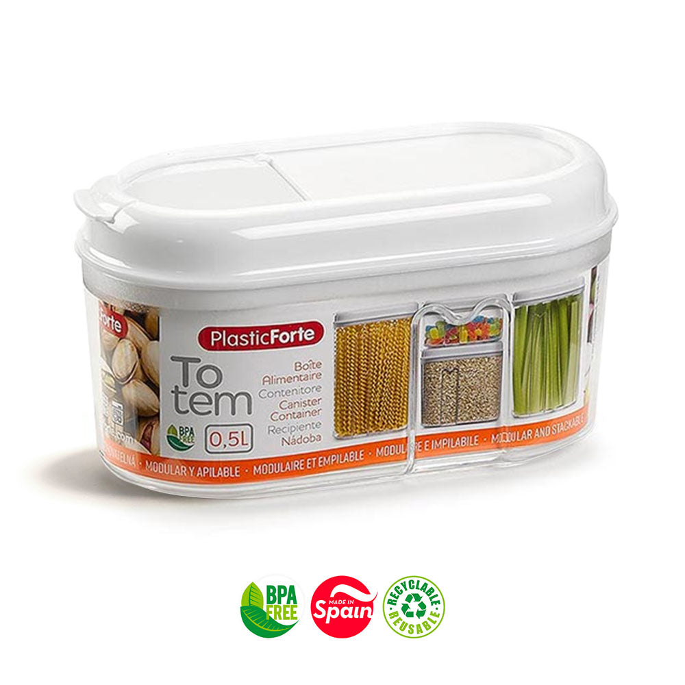 Caixa Multiusos 500ml Plástico c/Tampa Totem Branco 3un