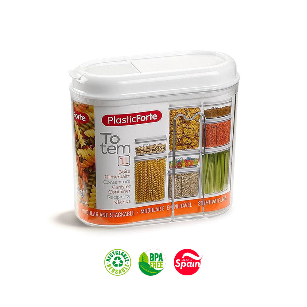 Caixa Multiusos 1000ml Plástico c/Tampa Totem Branco 3un