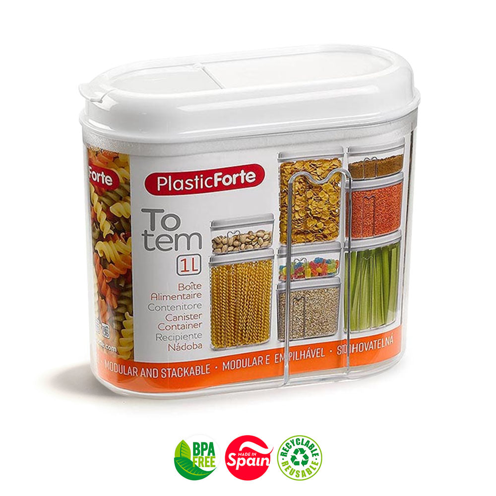 Caixa Multiusos 1000ml Plástico c/Tampa Totem Branco 3un