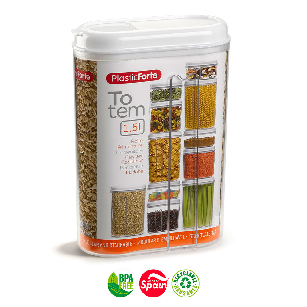 Caixa Multiusos 1500ml Plástico c/Tampa Totem Branco 3un