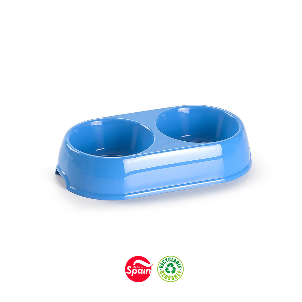Comedouro Duplo Pequeno para Cão e Gato 25,5x14x5cm