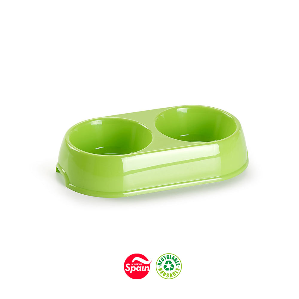 Comedouro Duplo Pequeno para Cão e Gato 25,5x14x5cm