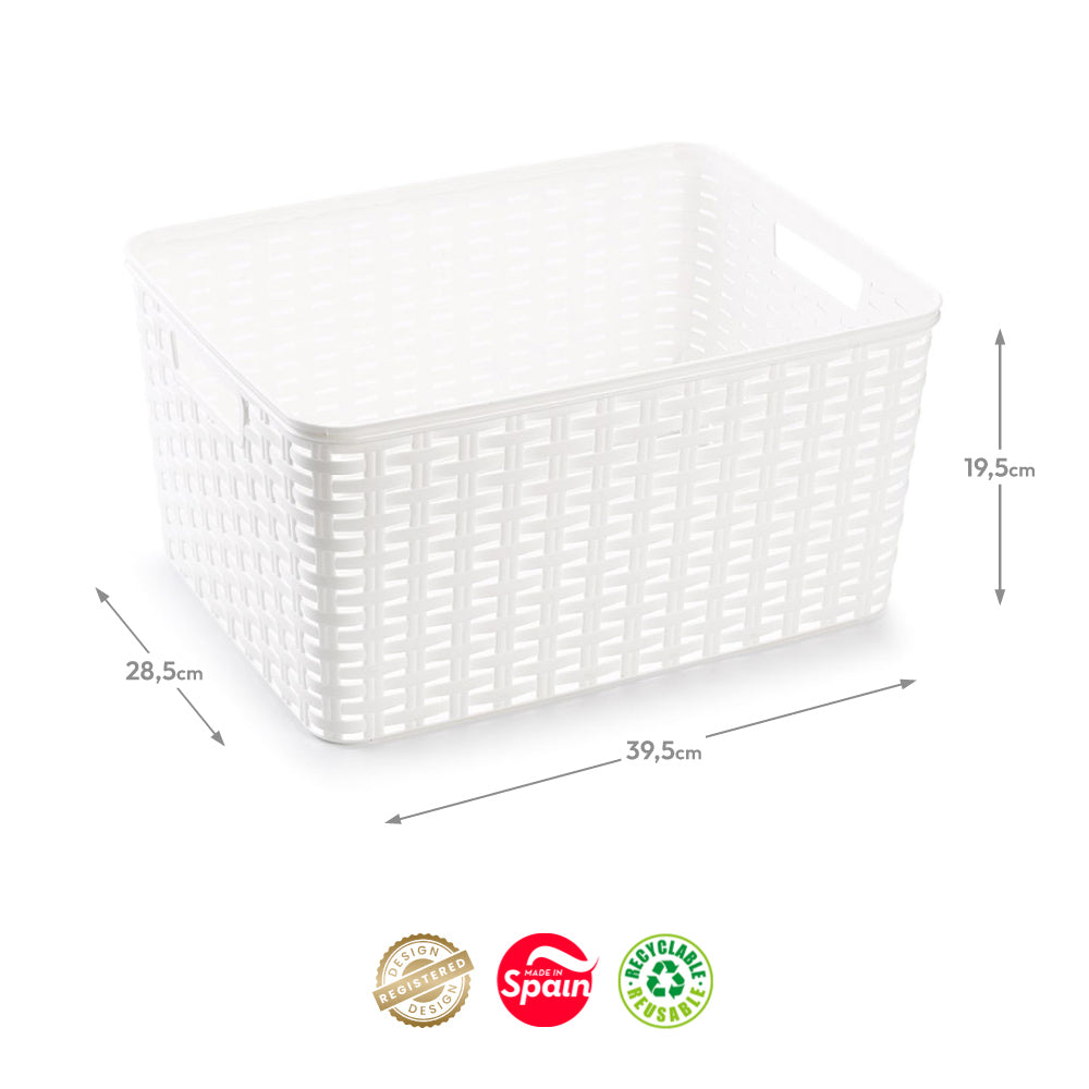Caixa Arrumação Rattan Nº5 18L Branco