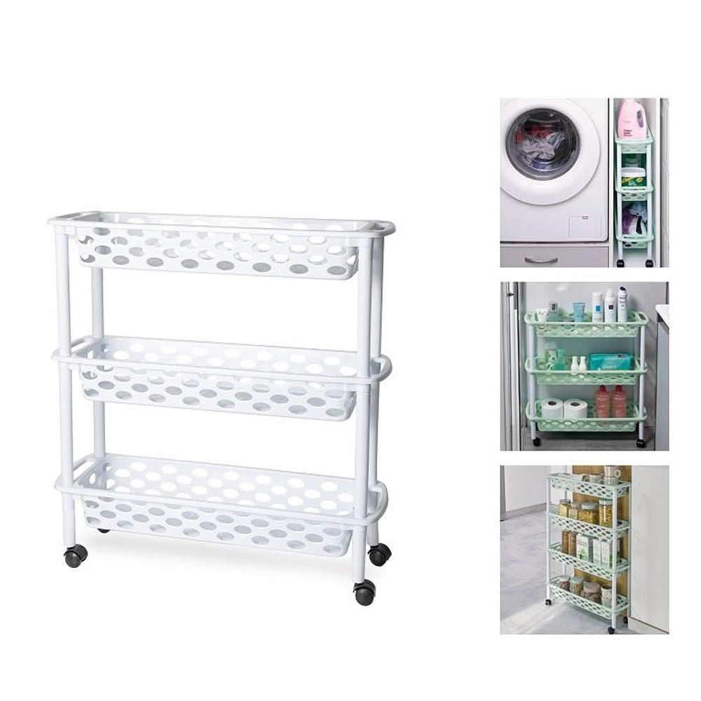 Carrinho 3 Cestos Plástico 18,5x58x61cm Aire Slime Branco