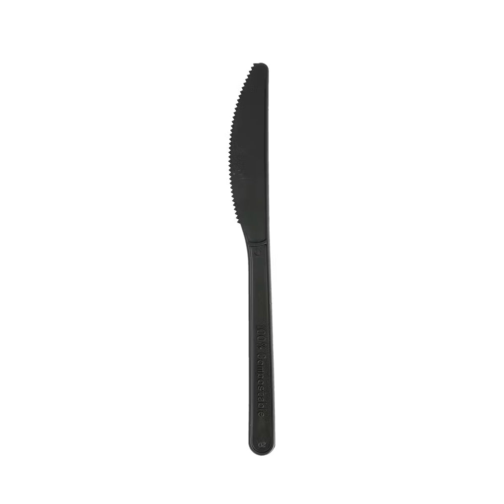 Facas C-PLA Reutilizáveis 18cm Preto 100un
