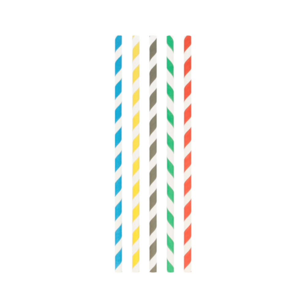 Palhinhas 21cmx6mm Papel Riscas Sortido 250un