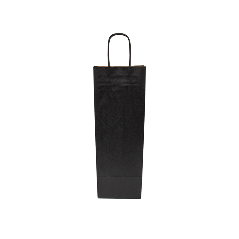 Saco 14x08x40cm 1 Garrafa Papel 100g c/Asas Preto 1un