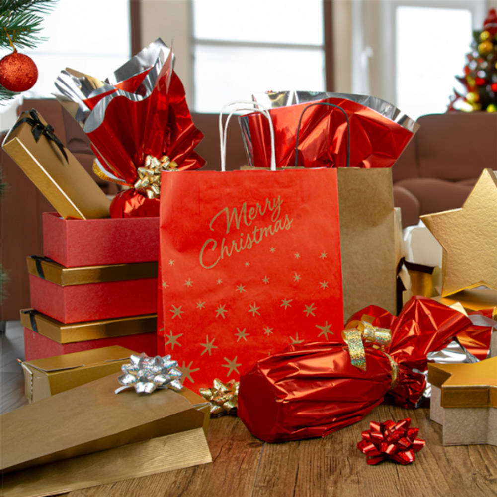 Saco 26x14x32cm Papel 080g c/Asas MERRY CHRISTMAS 1un
