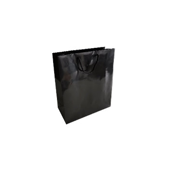 Saco 18x08x25cm Papel Couché 200g c/Asas Cordão Preto 1un