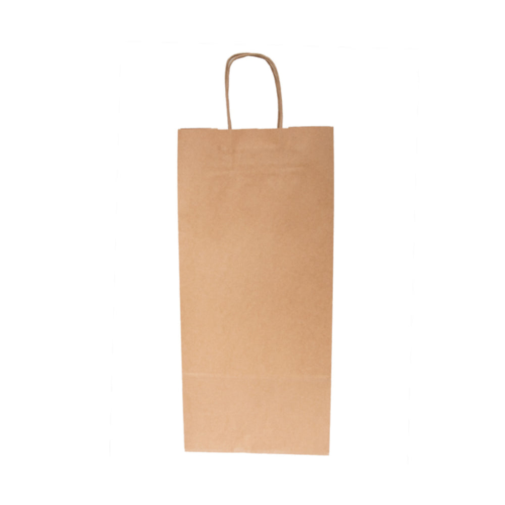 Saco 18x10x39cm 2 Garrafas Papel 100g c/Asas Kraft 1un