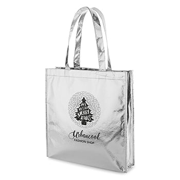 Saco de Compras Non-Woven Prateado Laminado
