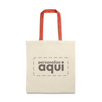Saco de Compras 100% Algodão Alças em Vermelho Compridas