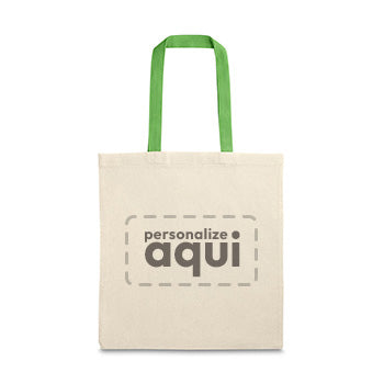 Saco de Compras 100% Algodão Alças em Verde Compridas