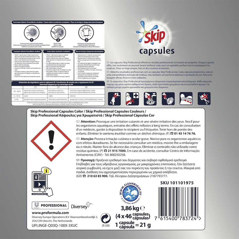Detergente Cápsulas Máquina Roupa Skip Pro Color 184un