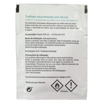 Saqueta Toalhetes Desinfetantes Mãos/Equipamentos 500un