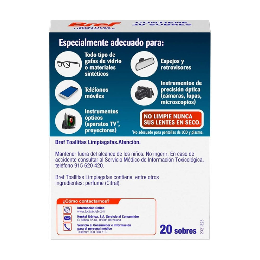 Toalhitas Limpa Lentes Bref 20un