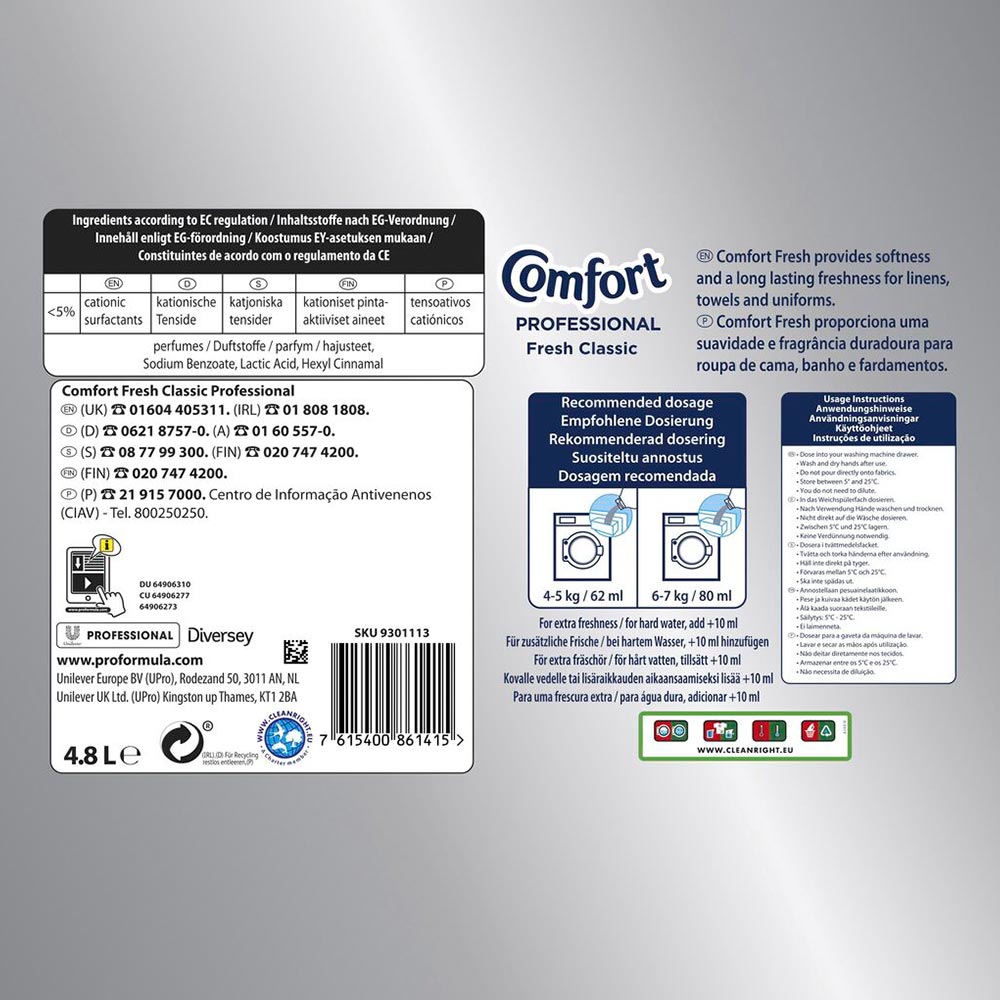 Amaciador Roupa Comfort PF Fresh Classic 77 Doses 4,8L