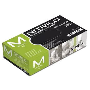 Luvas Nitrilo Tamanho M s/Pó Preto 100un