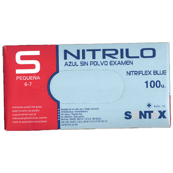Luvas Nitrilo Tamanho S s/Pó Azul 100un