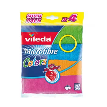 Pano Microfibras 30x30cm Cores Sortidas Vileda 4un